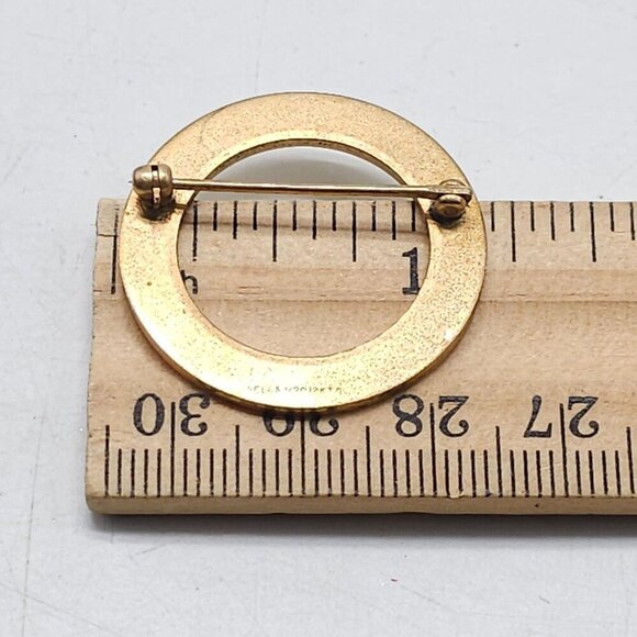 Vintage Wells 12K Gold-Filled Circle Pin Brooch Round Open Design - Picture 5 of 5